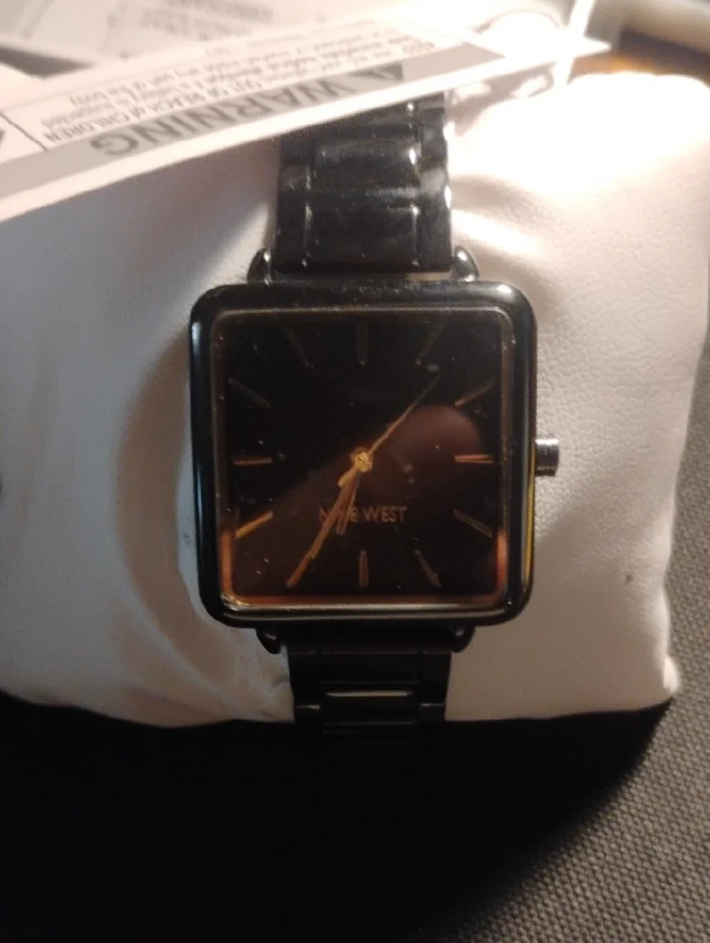 Nine West Black and Gold Square Face Bracelet Watch